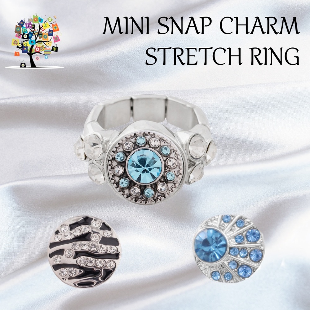 Snap Charm Stretch Ring with 3 Mini Snap Charms